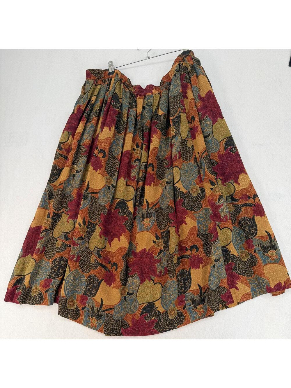 Vintage Alfred Dunner Skirt 22W Multi Floral Elastic Waist Boho‎